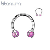 Implant Grade Titanium Pink Opal Internally Threaded Horseshoe